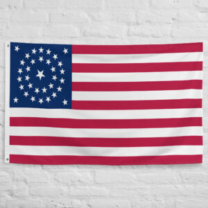 Union Civil War Flag featuring 34 stars and thirteen stripes representing the United States during the American Civil War from 1861 to 1865.