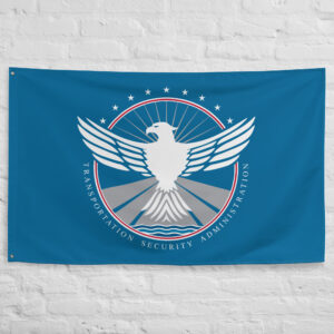TSA Flag featuring the official Transportation Security Administration eagle emblem and shield representing U.S. transportation security.