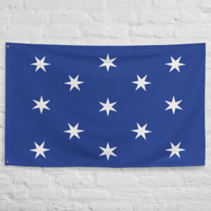 Washington Headquarters Flag featuring thirteen white stars on a blue field associated with George Washington and the American Revolutionary War.