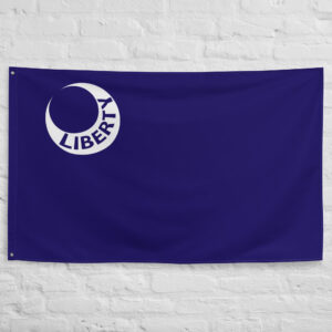 Fort Moultrie Flag featuring the Liberty crescent symbol flown by South Carolina forces during the American Revolution and the Battle of Sullivan's Island.