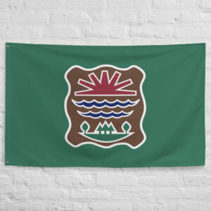 Western Abenaki Flag featuring Indigenous symbols representing Abenaki heritage, culture, community, and the traditions of the Northeastern Woodlands.