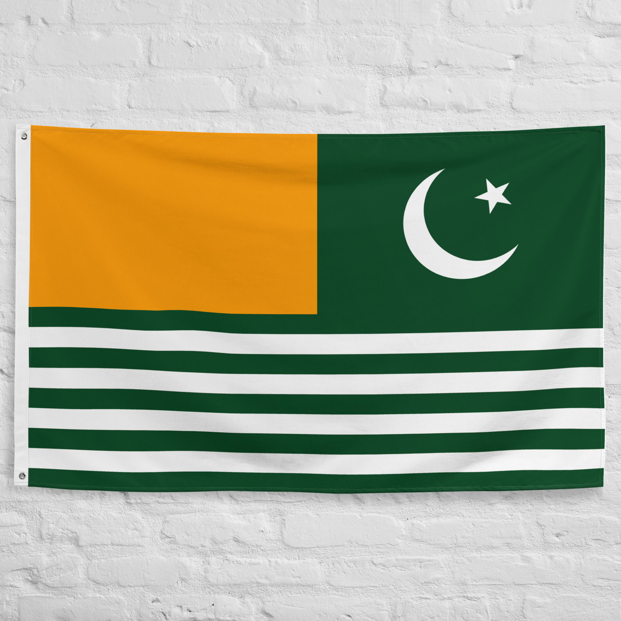 azad-kashmir-flag-jammu-kashmir-regional-banner Azad Kashmir Flag featuring the distinctive green, white, and gold regional design representing Azad Jammu and Kashmir.