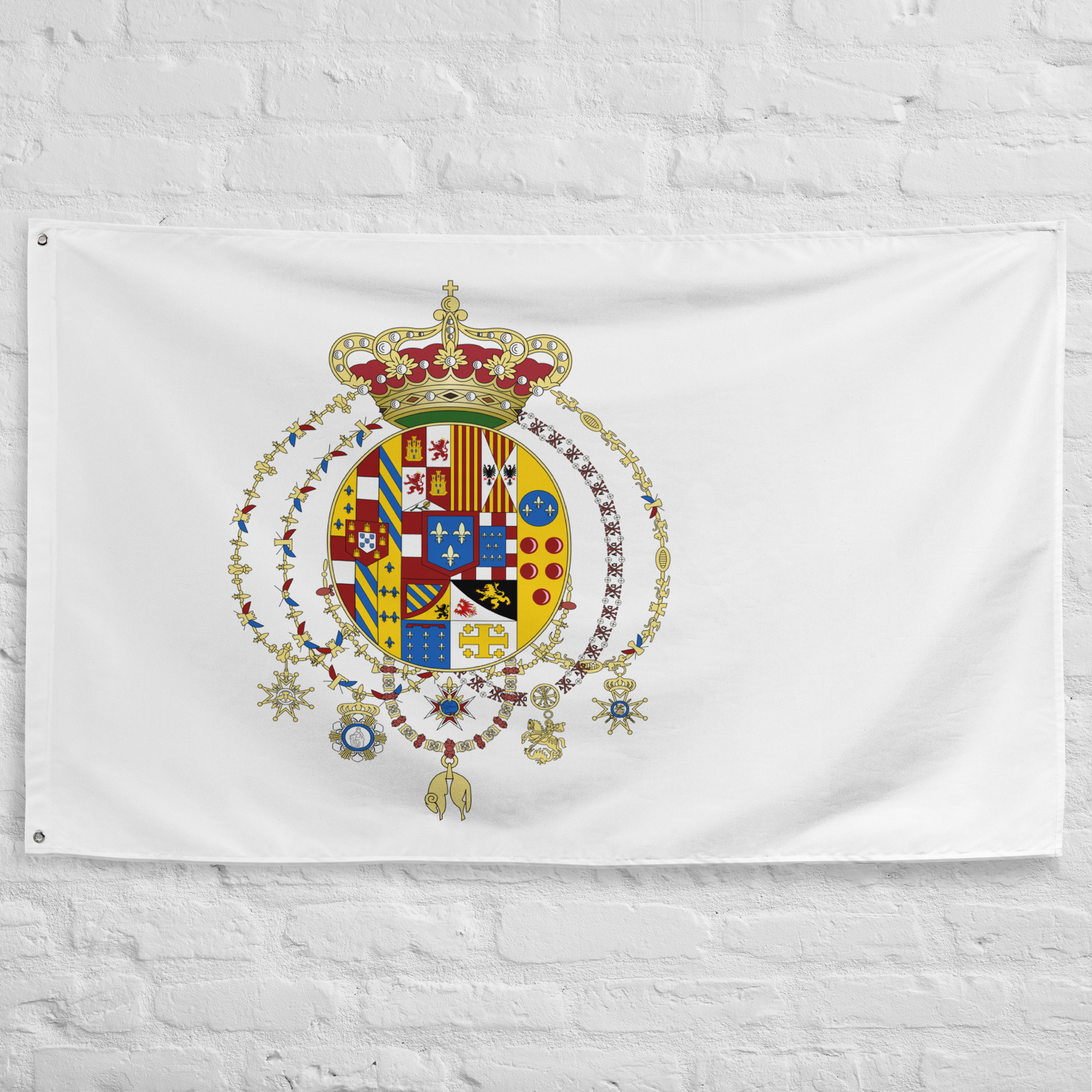 kingdom-of-the-two-sicilies-flag.jpg Kingdom of the Two Sicilies Flag featuring the historic Bourbon royal coat of arms on a white banner