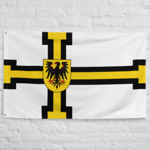 Teutonic Order Flag featuring a black cross and imperial eagle associated with the medieval Teutonic Knights and German crusading orders