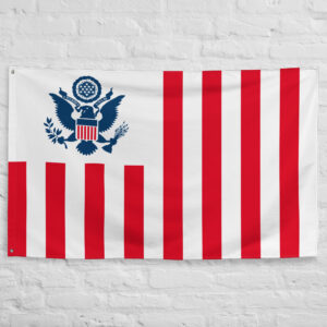 U.S. Customs Service Flag featuring the historic customs enforcement emblem and red and white striped design of the United States Customs Service