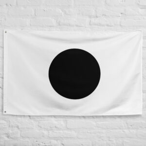 Black Monochrome Japan Flag featuring a minimalist black sun disc on a white field inspired by the iconic Japanese national flag design.