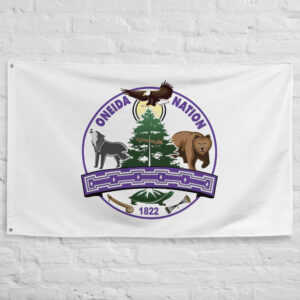 Oneida Nation Flag featuring the official tribal emblem and cultural symbols of the Oneida Nation