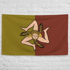 Ancient Syracuse Flag featuring the Trinacria symbol associated with Sicily and the powerful Greek city-state of Syracuse in antiquity.