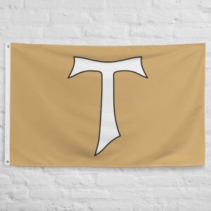 Knights of the Tau Flag featuring the white Tau Cross of the Order of Saint James of Altopascio, a medieval charitable and hospitaller order.