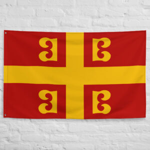 Byzantine Empire Flag featuring the historic red and gold imperial design associated with medieval Byzantium and the Eastern Roman Empire.