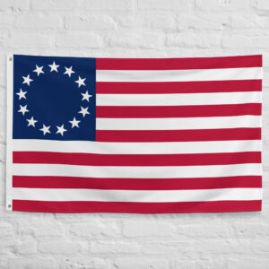 Betsy Ross Flag featuring thirteen white stars in a circle above red and white stripes representing the original American colonies.