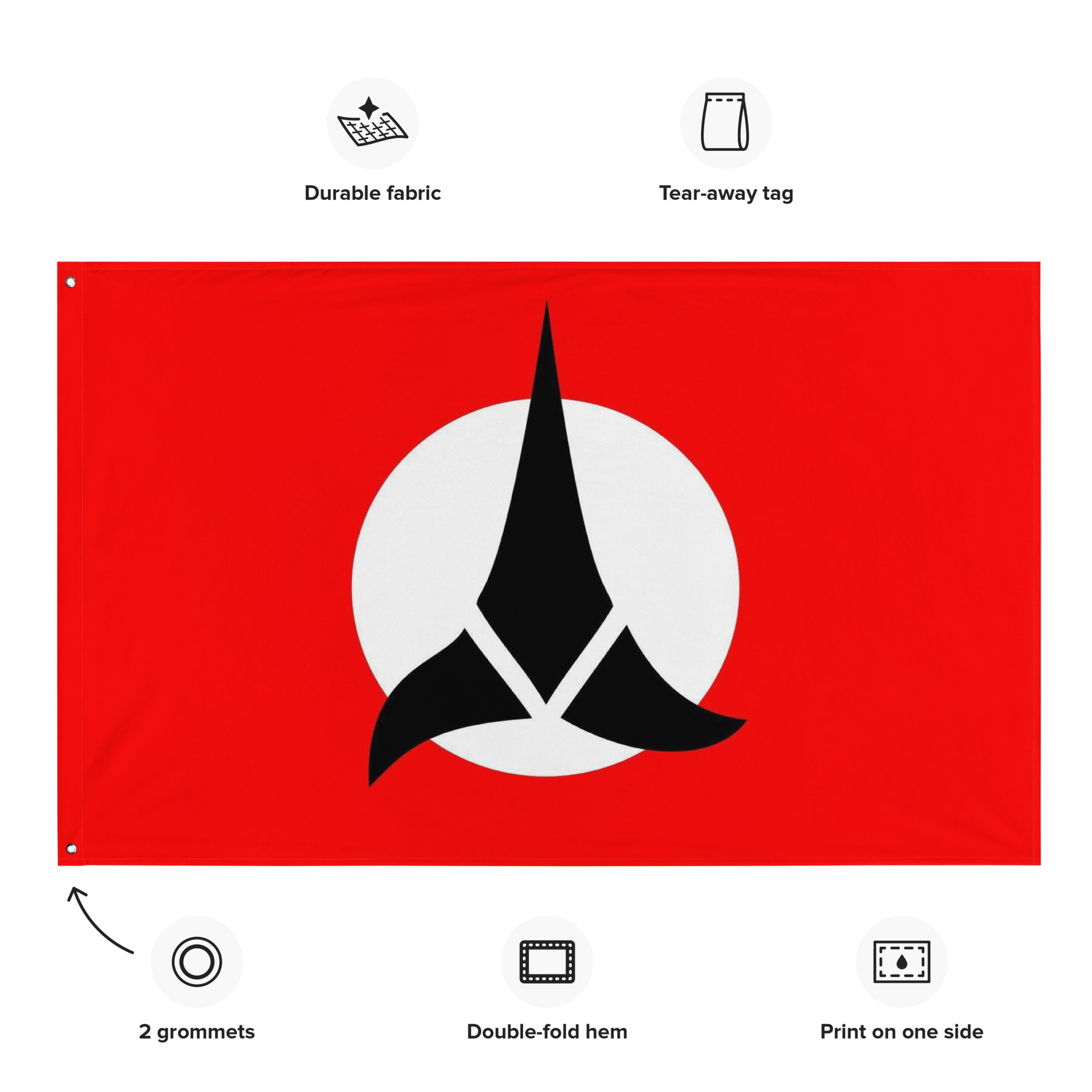 Klingon Flag – Star Trek Klingon Empire Honor Symbol Flag - Image 2
