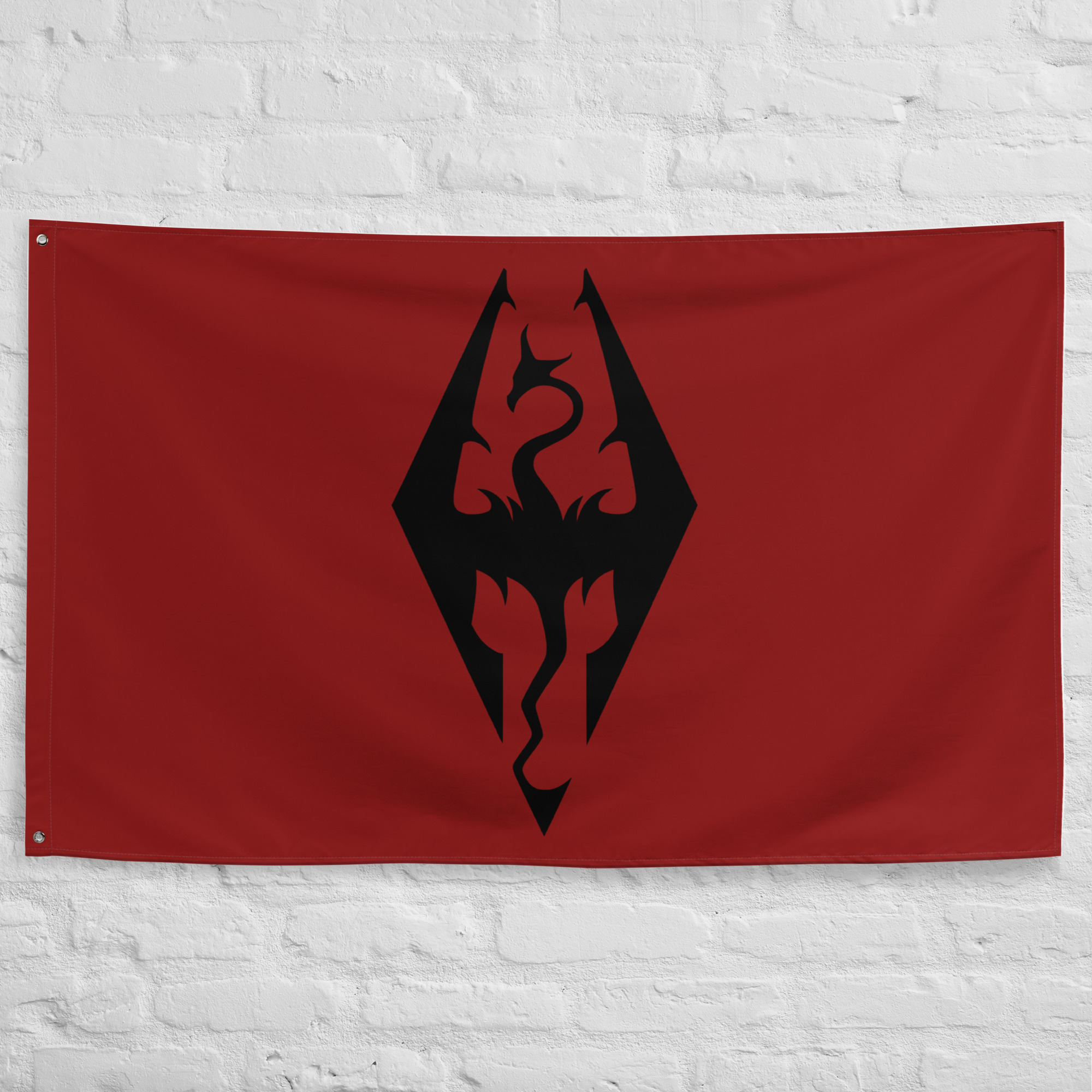 Empire of Cyrodiil Flag featuring the black Imperial Dragon emblem centered on a crimson red background from The Elder Scrolls.