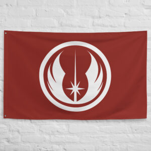 Jedi Order Flag featuring the iconic white Jedi Order emblem centered on a red background from Star Wars.