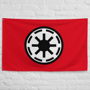 Galactic Republic Flag featuring the iconic white Republic emblem centered on a bold red background from Star Wars.